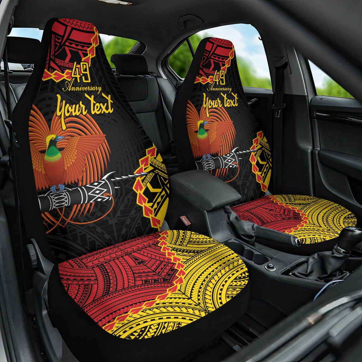 Personalised Papua New Guinea 49th Anniversary Car Seat Cover Hapi De bilong Indipendens Papua Niugini