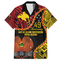 Personalised Papua New Guinea 49th Anniversary Family Matching Long Sleeve Bodycon Dress and Hawaiian Shirt Hapi De bilong Indipendens Papua Niugini LT9 Dad's Shirt - Short Sleeve Black - Polynesian Pride