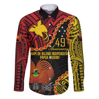 Personalised Papua New Guinea 49th Anniversary Family Matching Off The Shoulder Long Sleeve Dress and Hawaiian Shirt Hapi De bilong Indipendens Papua Niugini LT9 Dad's Shirt - Long Sleeve Black - Polynesian Pride