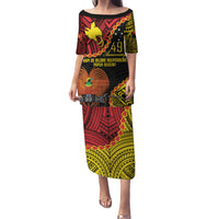 Personalised Papua New Guinea 49th Anniversary Family Matching Puletasi and Hawaiian Shirt Hapi De bilong Indipendens Papua Niugini