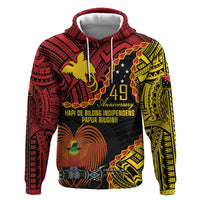 Personalised Papua New Guinea 49th Anniversary Hoodie Hapi De bilong Indipendens Papua Niugini LT9 Pullover Hoodie Black - Polynesian Pride