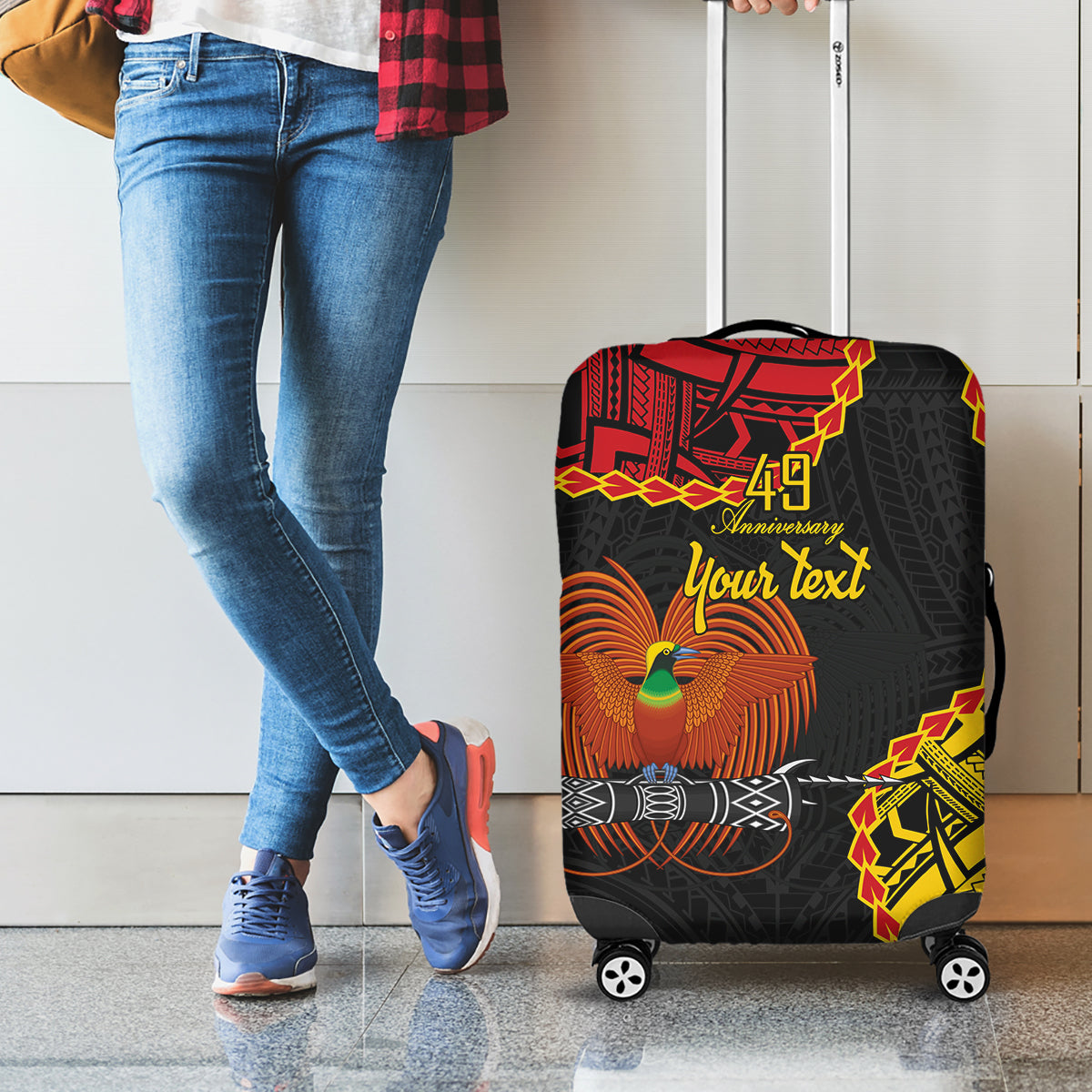 Personalised Papua New Guinea 49th Anniversary Luggage Cover Hapi De bilong Indipendens Papua Niugini LT9 - Polynesian Pride