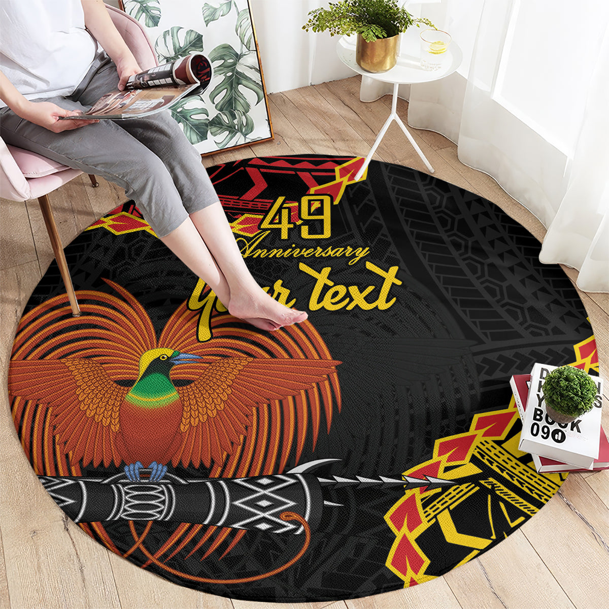 Personalised Papua New Guinea 49th Anniversary Round Carpet Hapi De bilong Indipendens Papua Niugini LT9 - Polynesian Pride