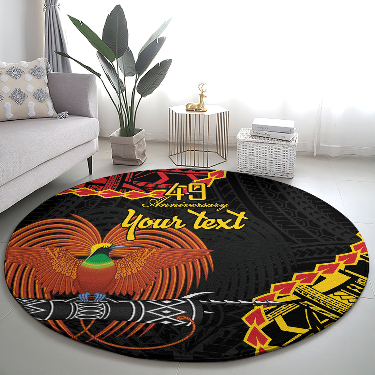 Personalised Papua New Guinea 49th Anniversary Round Carpet Hapi De bilong Indipendens Papua Niugini LT9 - Polynesian Pride