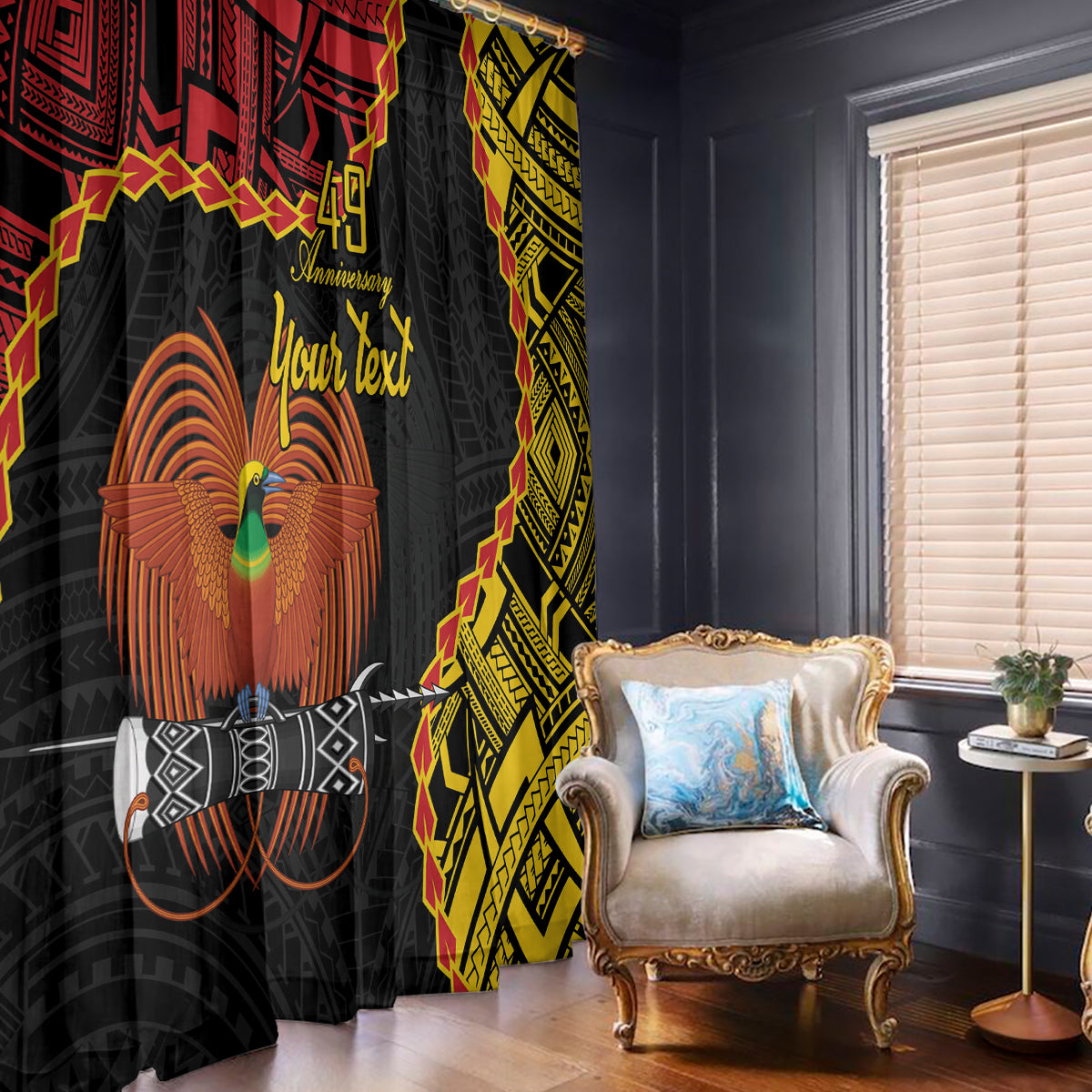 Personalised Papua New Guinea 49th Anniversary Window Curtain Hapi De bilong Indipendens Papua Niugini LT9 - Polynesian Pride
