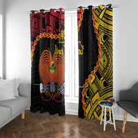 Personalised Papua New Guinea 49th Anniversary Window Curtain Hapi De bilong Indipendens Papua Niugini LT9 With Grommets Black - Polynesian Pride
