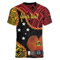 Personalised Papua New Guinea 49th Anniversary Women V-Neck T-Shirt Hapi De bilong Indipendens Papua Niugini