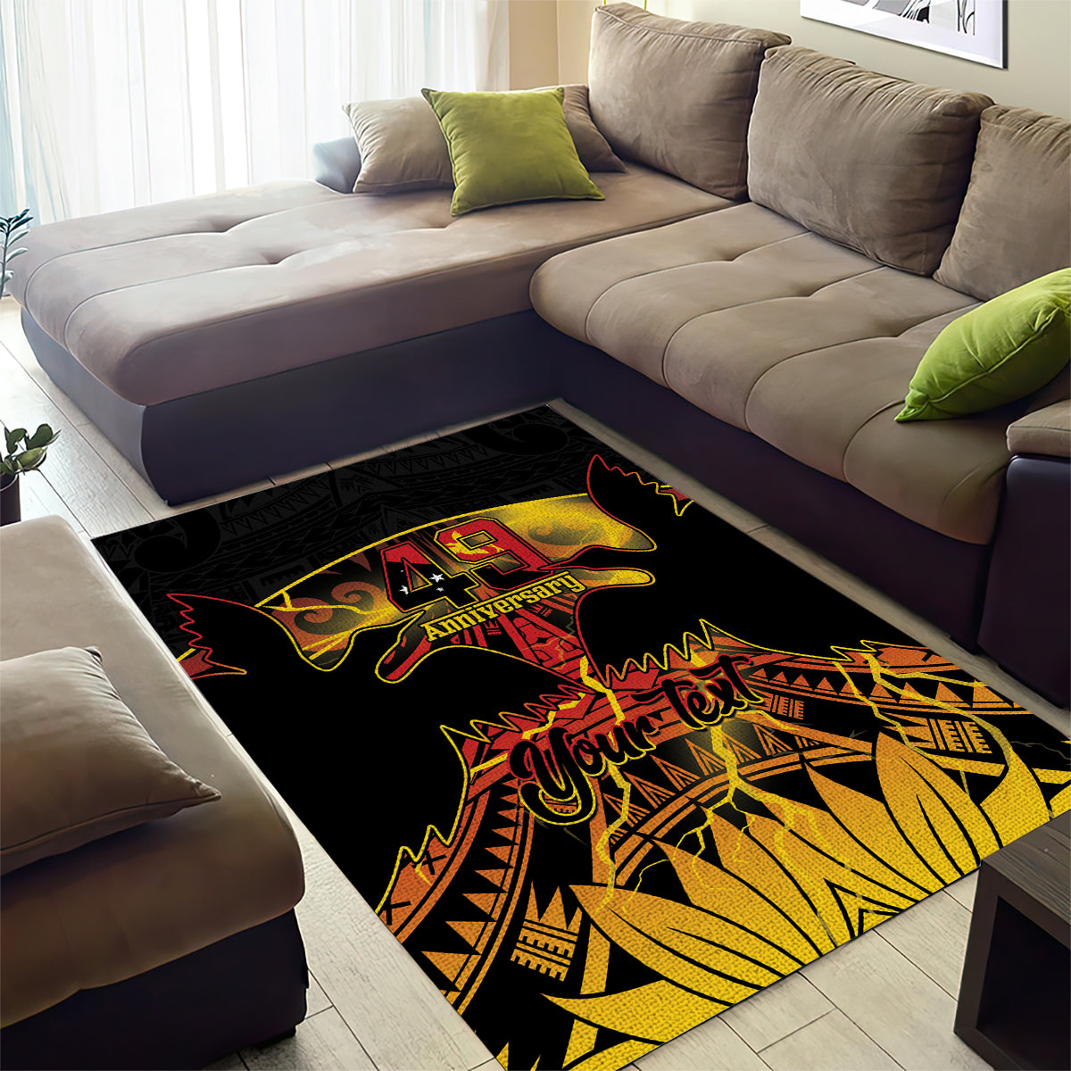 Personalised Papua New Guinea 49th Anniversary Area Rug Bird of Paradise Unity In Diversity LT9 - Polynesian Pride
