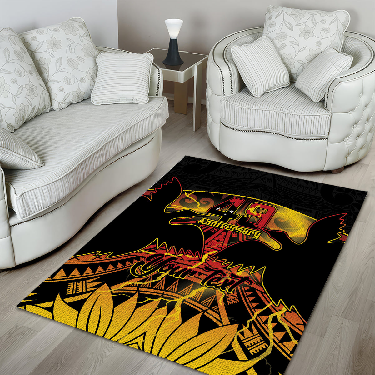 Personalised Papua New Guinea 49th Anniversary Area Rug Bird of Paradise Unity In Diversity LT9 - Polynesian Pride