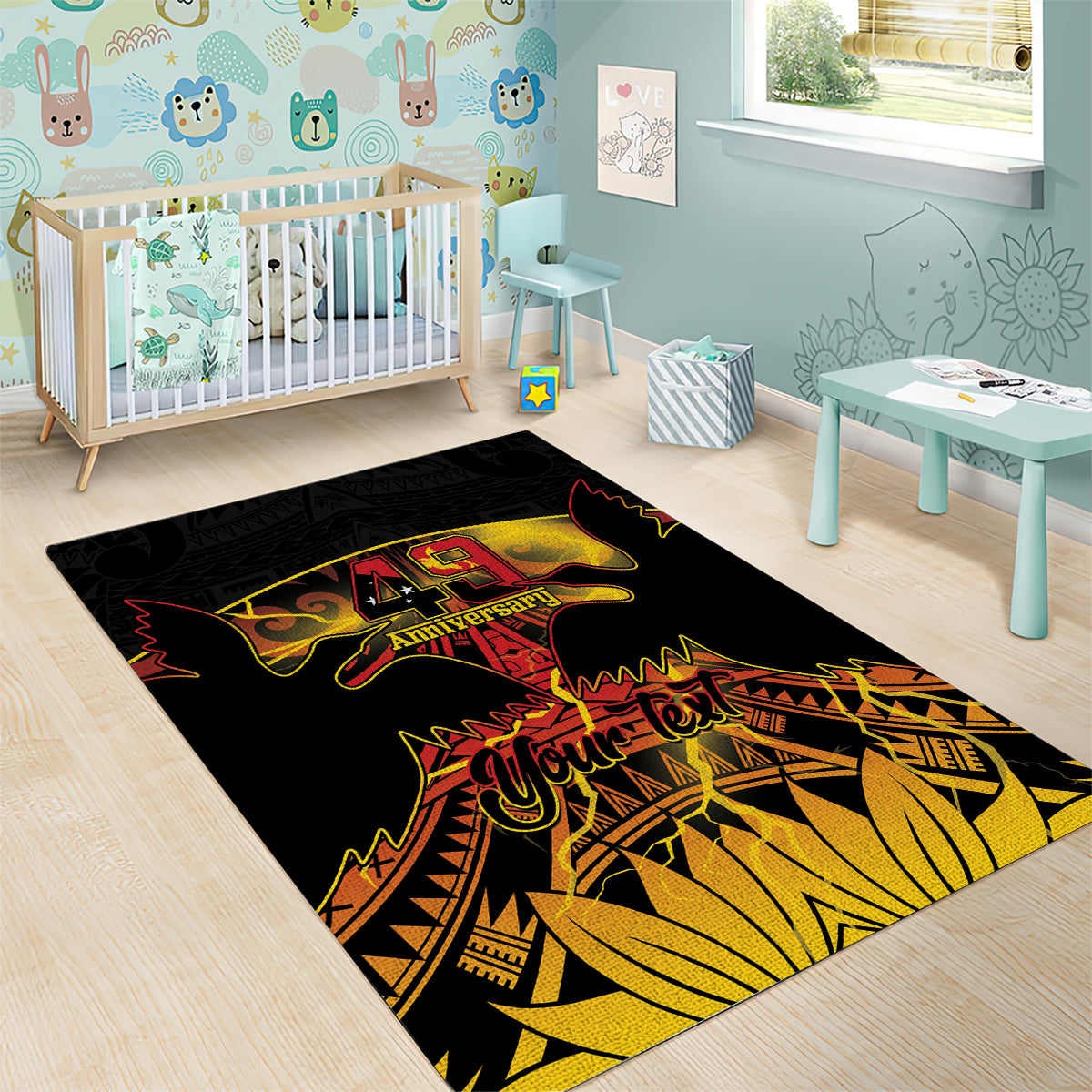 Personalised Papua New Guinea 49th Anniversary Area Rug Bird of Paradise Unity In Diversity LT9 - Polynesian Pride