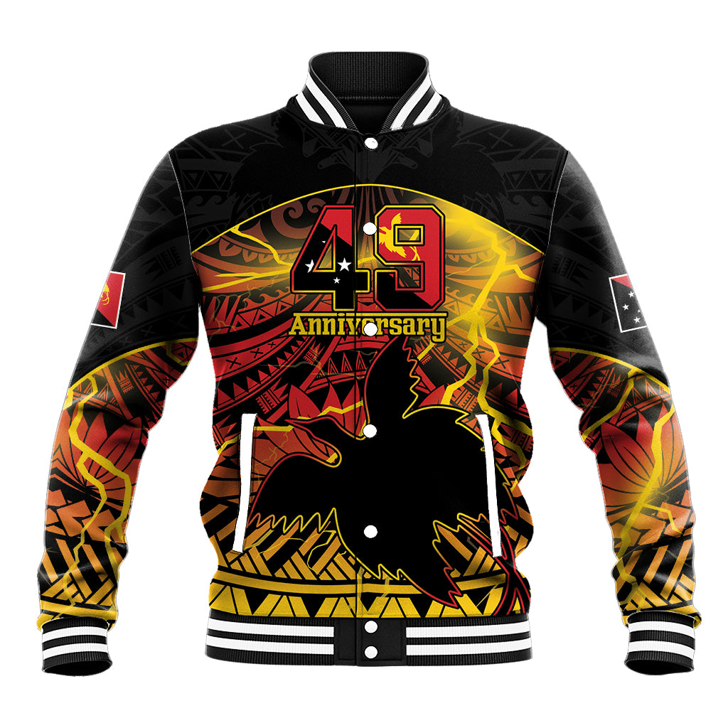 Personalised Papua New Guinea 49th Anniversary Baseball Jacket Bird of Paradise Unity In Diversity