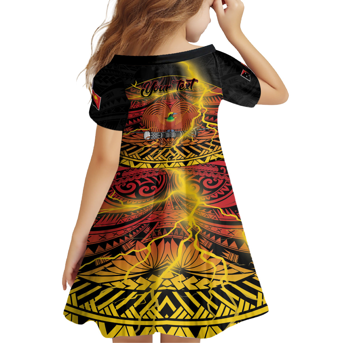 Personalised Papua New Guinea 49th Anniversary Family Matching Off The Shoulder Long Sleeve Dress and Hawaiian Shirt Bird of Paradise Unity In Diversity LT9 - Polynesian Pride