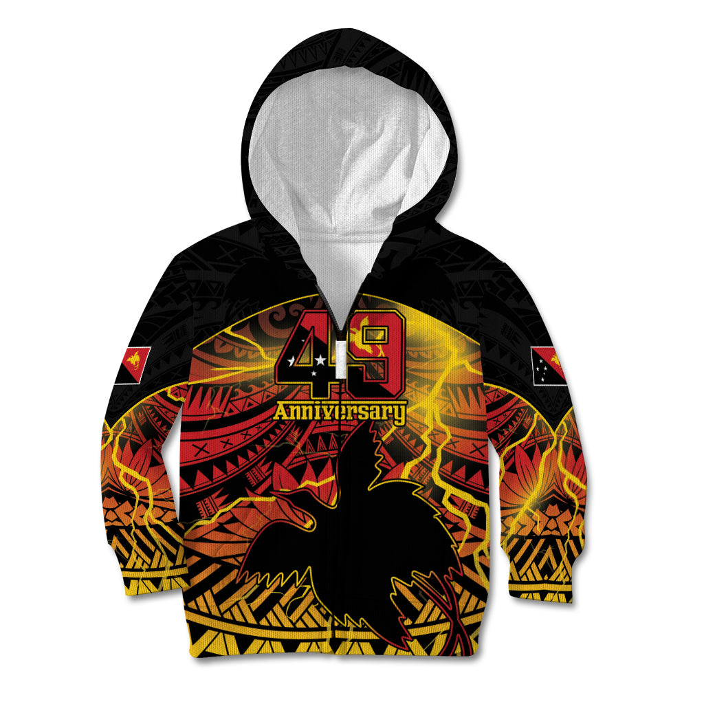Personalised Papua New Guinea 49th Anniversary Kid Hoodie Bird of Paradise Unity In Diversity