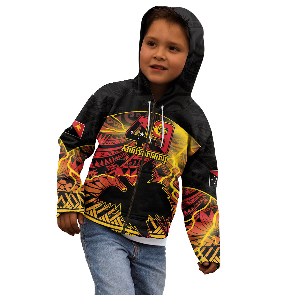 Personalised Papua New Guinea 49th Anniversary Kid Hoodie Bird of Paradise Unity In Diversity