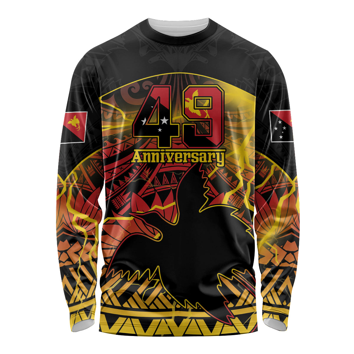 Personalised Papua New Guinea 49th Anniversary Long Sleeve Shirt Bird of Paradise Unity In Diversity LT9 Unisex Black - Polynesian Pride