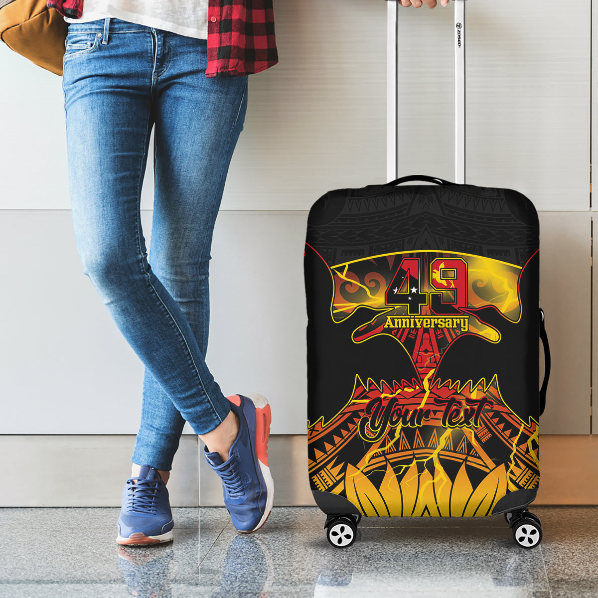 Personalised Papua New Guinea 49th Anniversary Luggage Cover Bird of Paradise Unity In Diversity LT9 - Polynesian Pride