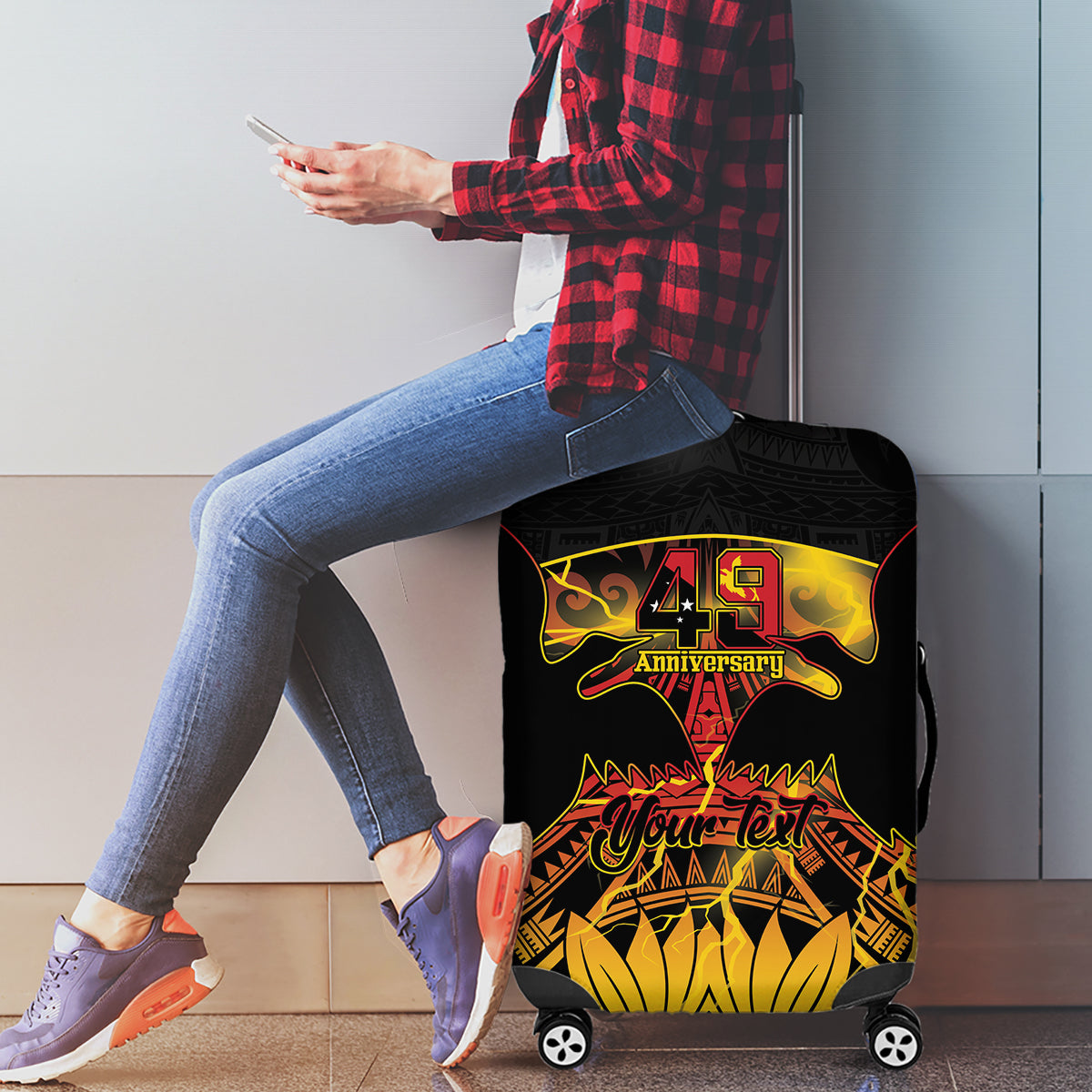 Personalised Papua New Guinea 49th Anniversary Luggage Cover Bird of Paradise Unity In Diversity LT9 - Polynesian Pride