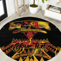 Personalised Papua New Guinea 49th Anniversary Round Carpet Bird of Paradise Unity In Diversity LT9 Black - Polynesian Pride