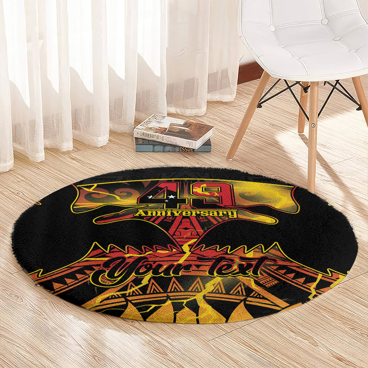 Personalised Papua New Guinea 49th Anniversary Round Carpet Bird of Paradise Unity In Diversity LT9 - Polynesian Pride