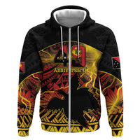 Personalised Papua New Guinea 49th Anniversary Zip Hoodie Bird of Paradise Unity In Diversity LT9 Zip Hoodie Black - Polynesian Pride