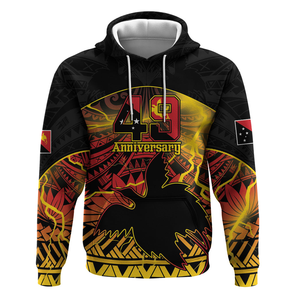 Personalised Papua New Guinea 49th Anniversary Zip Hoodie Bird of Paradise Unity In Diversity LT9 Pullover Hoodie Black - Polynesian Pride