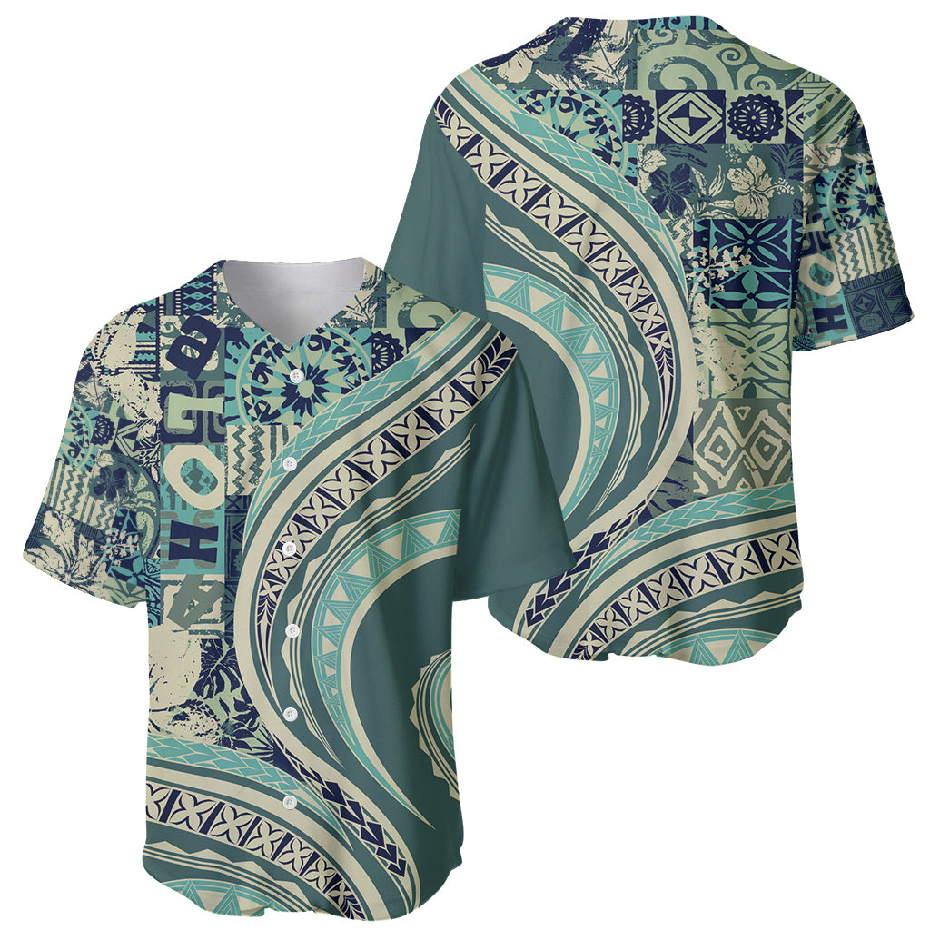 Hawaiian Hibiscus Tribal Vintage Motif Baseball Jersey Ver 1