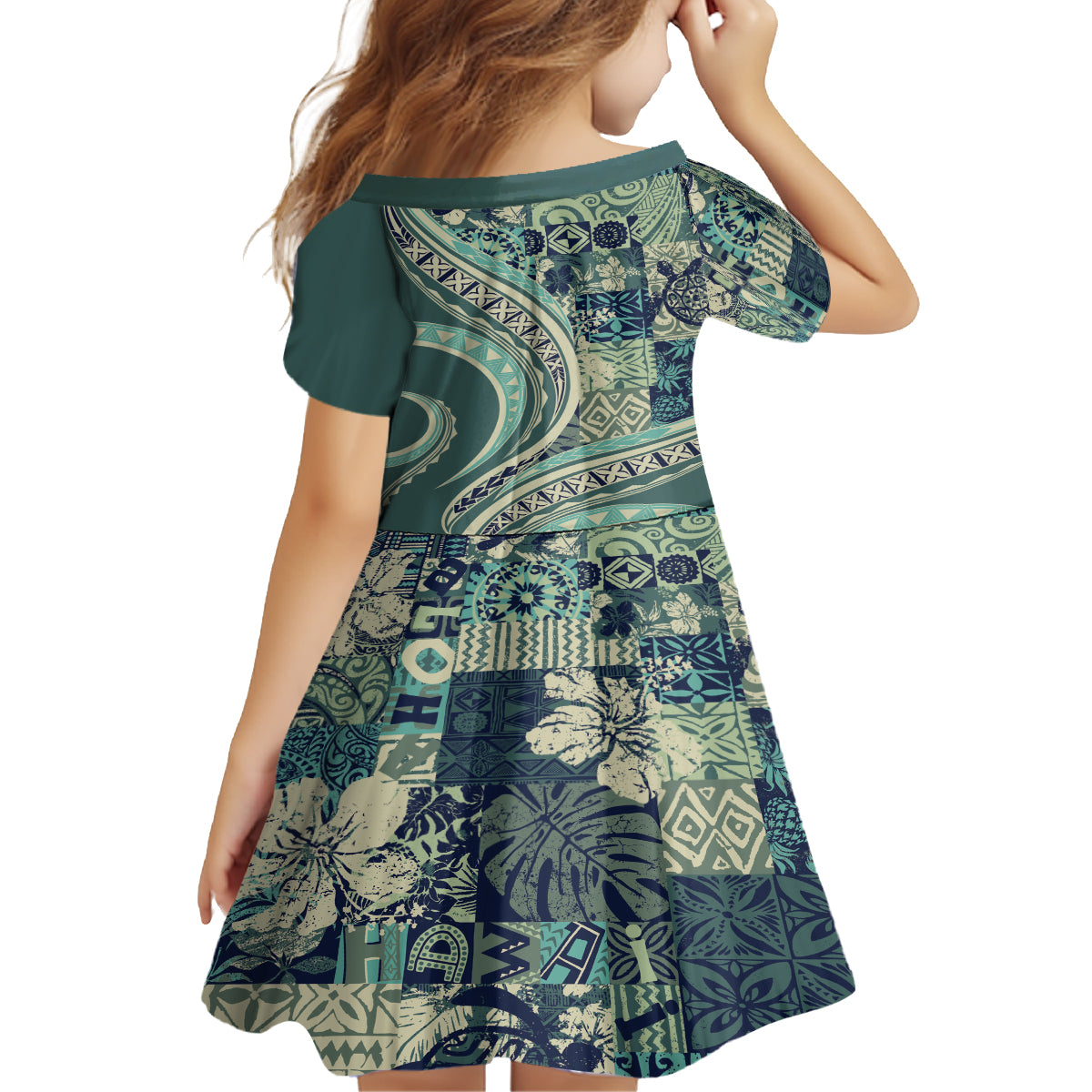 Hawaiian Hibiscus Tribal Vintage Motif Family Matching Long Sleeve Bodycon Dress and Hawaiian Shirt Ver 1 LT9 - Polynesian Pride
