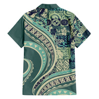 Hawaiian Hibiscus Tribal Vintage Motif Family Matching Long Sleeve Bodycon Dress and Hawaiian Shirt Ver 1 LT9 - Polynesian Pride