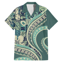 Hawaiian Hibiscus Tribal Vintage Motif Family Matching Mermaid Dress and Hawaiian Shirt Ver 1