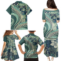 Hawaiian Hibiscus Tribal Vintage Motif Family Matching Puletasi and Hawaiian Shirt Ver 1
