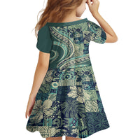 Hawaiian Hibiscus Tribal Vintage Motif Kid Short Sleeve Dress Ver 1