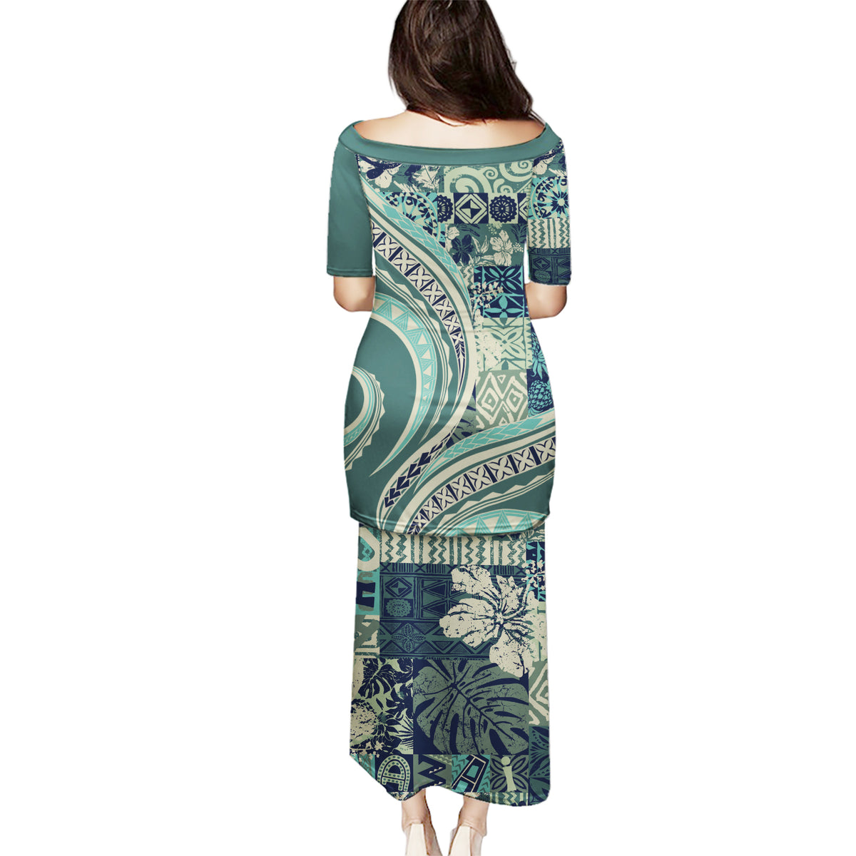 Hawaiian Hibiscus Tribal Vintage Motif Puletasi Ver 1