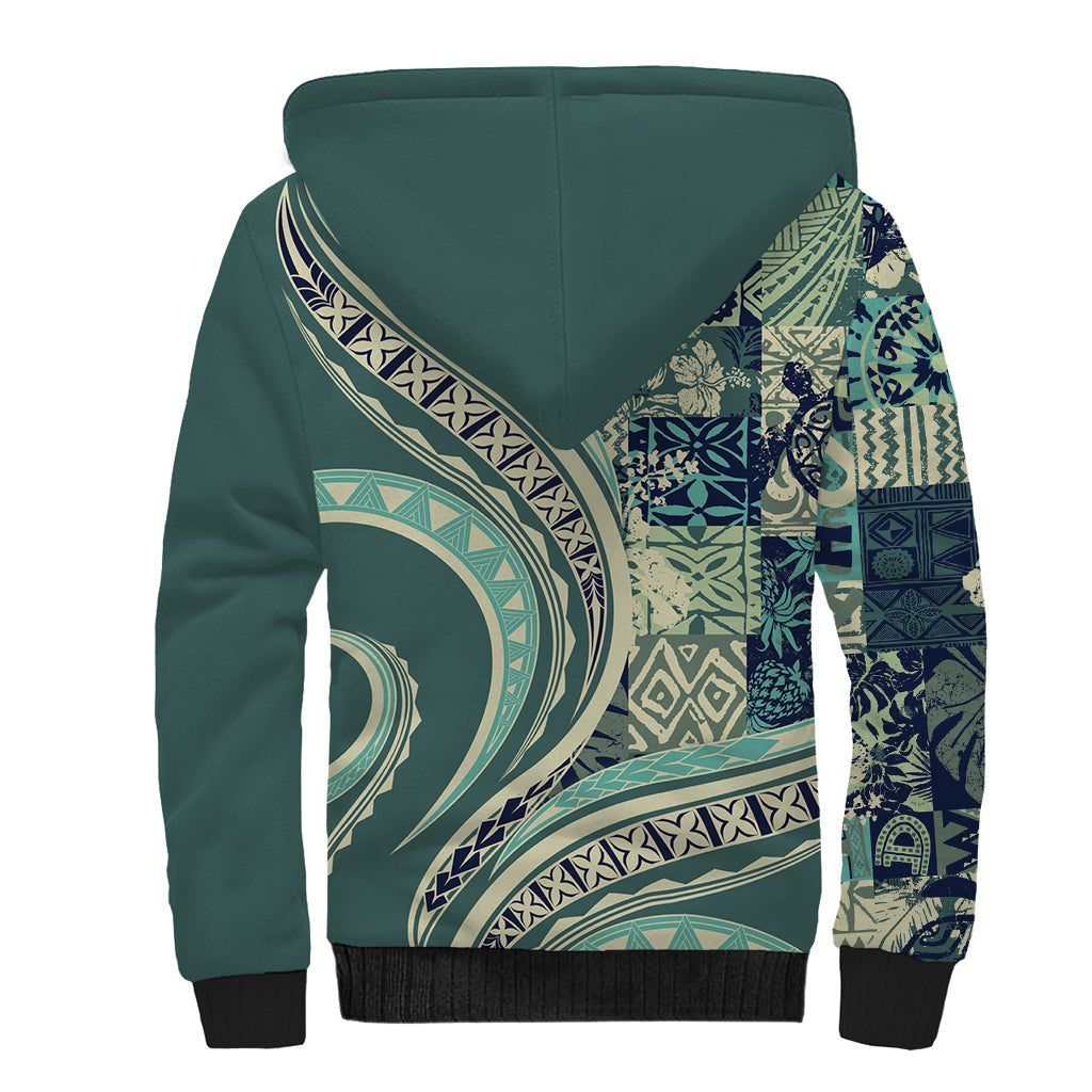 Hawaiian Hibiscus Tribal Vintage Motif Sherpa Hoodie Ver 1