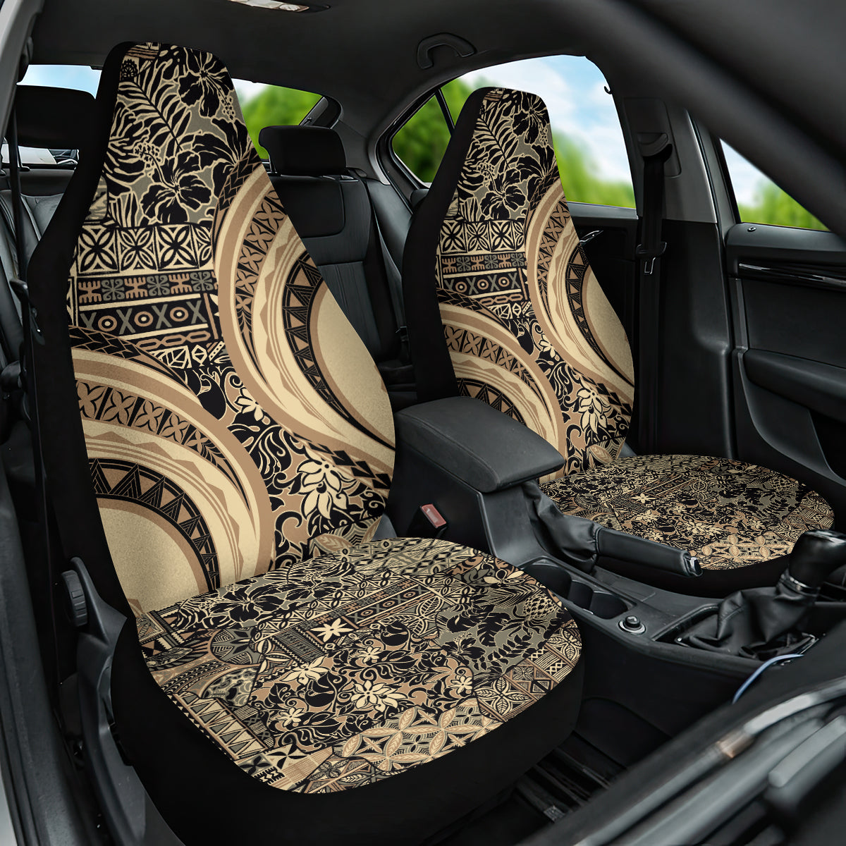 Hawaiian Hibiscus Tribal Vintage Motif Car Seat Cover Ver 2