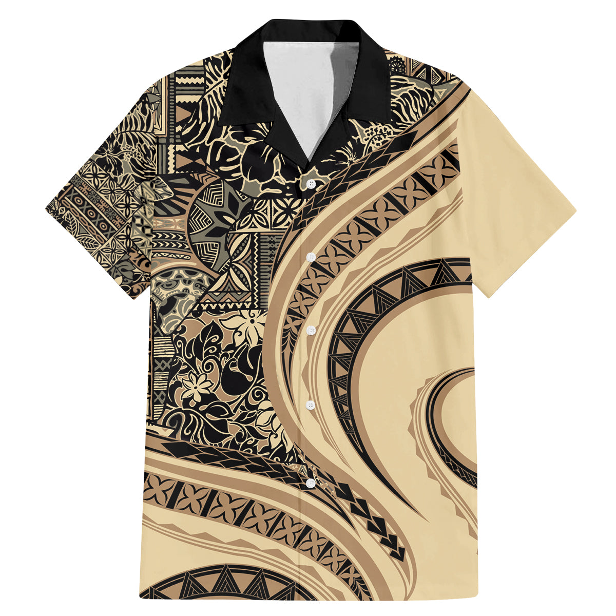 Hawaiian Hibiscus Tribal Vintage Motif Family Matching Mermaid Dress and Hawaiian Shirt Ver 2