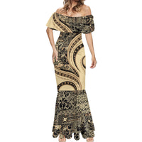 Hawaiian Hibiscus Tribal Vintage Motif Mermaid Dress Ver 2