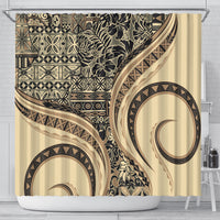 Hawaiian Hibiscus Tribal Vintage Motif Shower Curtain Ver 2 LT9 - Polynesian Pride