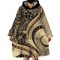 Hawaiian Hibiscus Tribal Vintage Motif Wearable Blanket Hoodie Ver 2