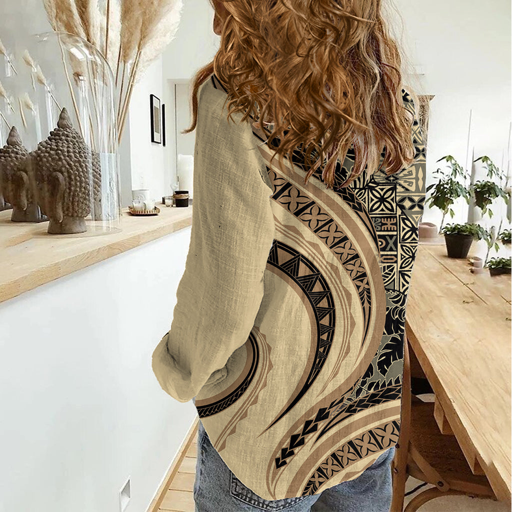 Hawaiian Hibiscus Tribal Vintage Motif Women Casual Shirt Ver 2