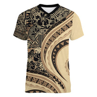 Hawaiian Hibiscus Tribal Vintage Motif Women V-Neck T-Shirt Ver 2