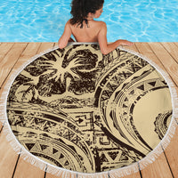 Hawaiian Hibiscus Tribal Vintage Motif Beach Blanket Ver 3