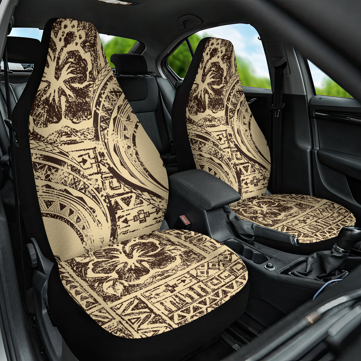 Hawaiian Hibiscus Tribal Vintage Motif Car Seat Cover Ver 3