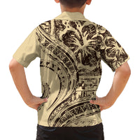 Hawaiian Hibiscus Tribal Vintage Motif Family Matching Long Sleeve Bodycon Dress and Hawaiian Shirt Ver 3 LT9 - Polynesian Pride
