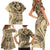 Hawaiian Hibiscus Tribal Vintage Motif Family Matching Short Sleeve Bodycon Dress and Hawaiian Shirt Ver 3
