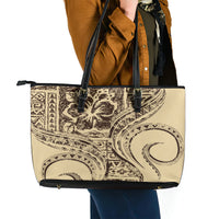 Hawaiian Hibiscus Tribal Vintage Motif Leather Tote Bag Ver 3