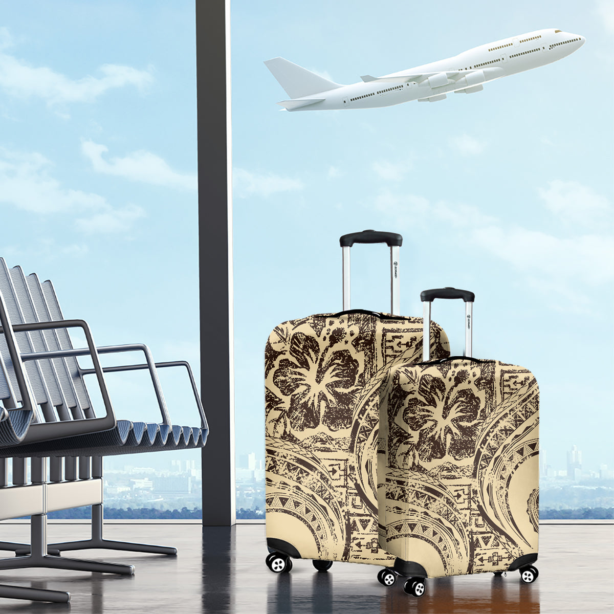 Hawaiian Hibiscus Tribal Vintage Motif Luggage Cover Ver 3