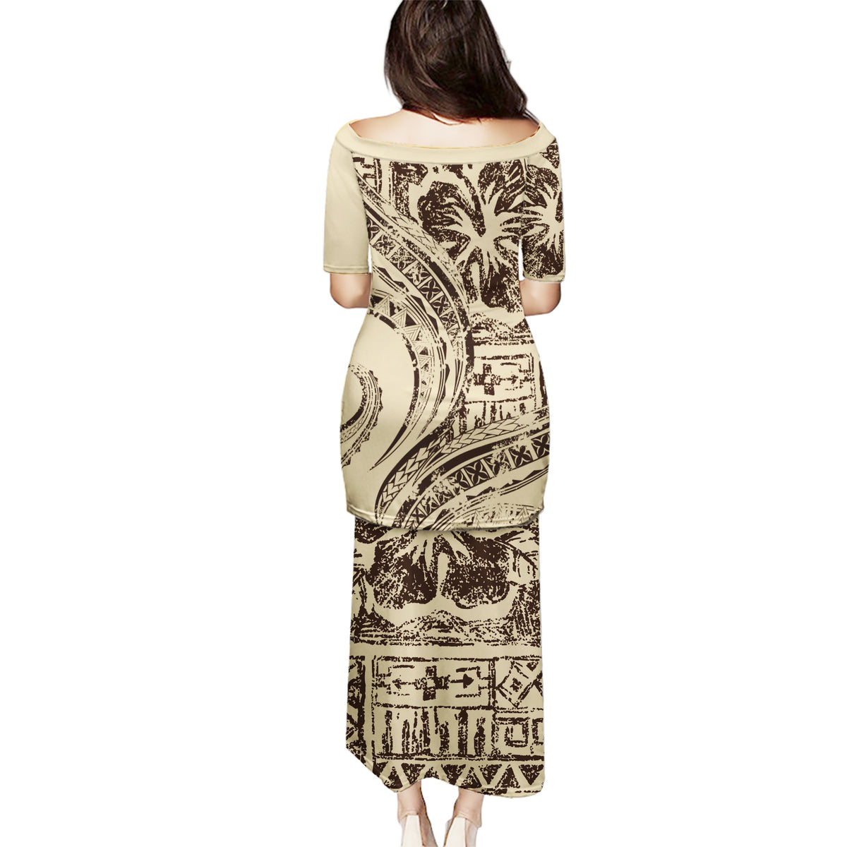 Hawaiian Hibiscus Tribal Vintage Motif Puletasi Ver 3