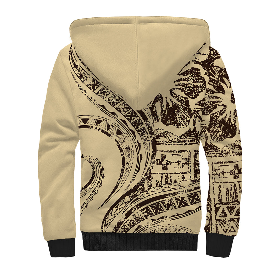 Hawaiian Hibiscus Tribal Vintage Motif Sherpa Hoodie Ver 3