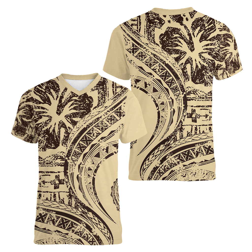 Hawaiian Hibiscus Tribal Vintage Motif Women V-Neck T-Shirt Ver 3