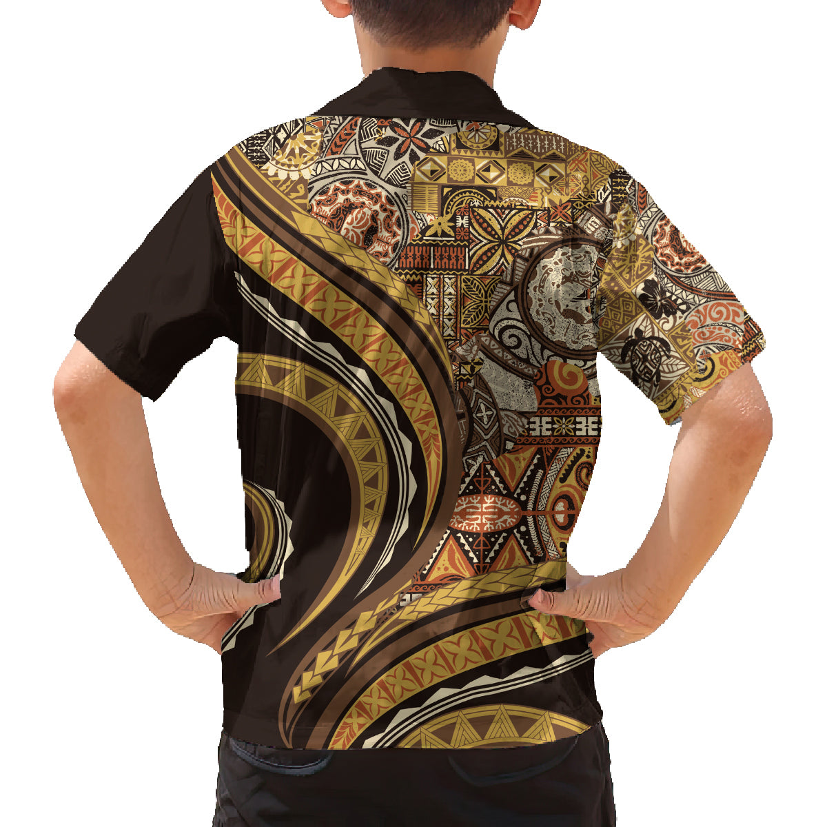 Hawaiian Hibiscus Tribal Vintage Motif Family Matching Long Sleeve Bodycon Dress and Hawaiian Shirt Ver 4 LT9 - Polynesian Pride